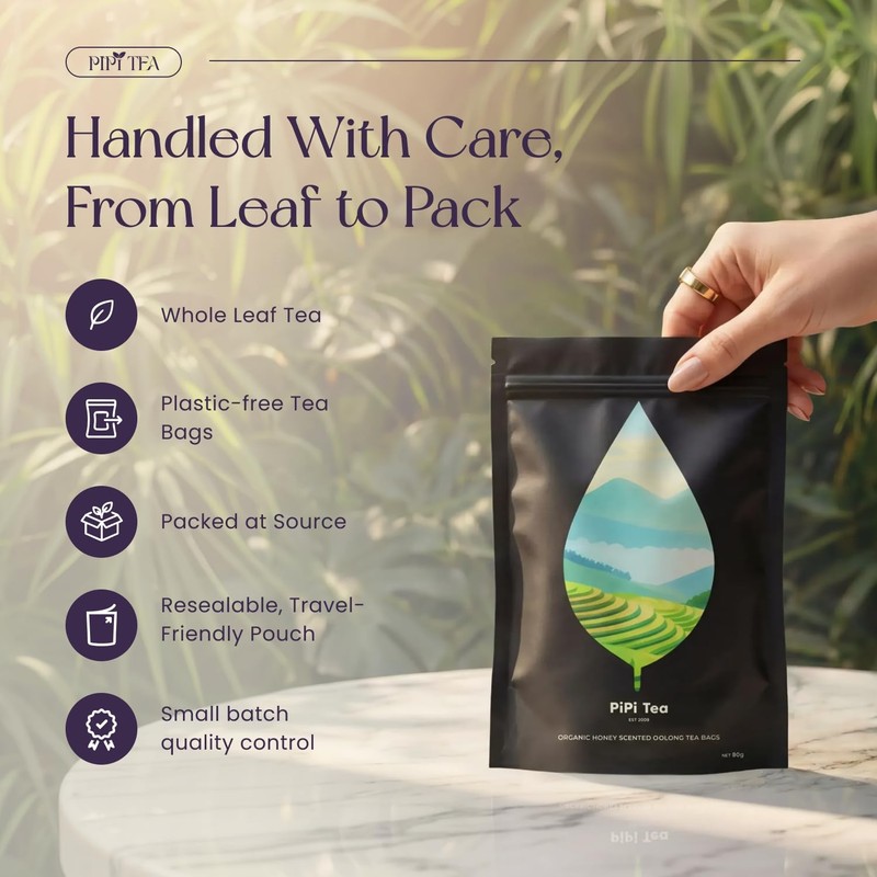 PiPi Tea Organic Oolong Bags – Whole Leaf, 20 (4g Each) gallery