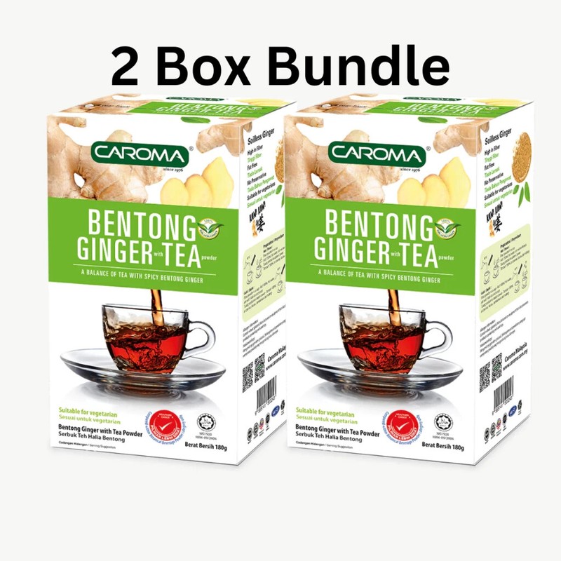 Bentong Ginger Tea with Tea Powder { CAROMA } New 2 Boxes ( 18g x 20 Sachet )