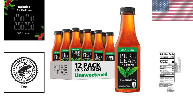Pure Leaf Unsweetened Iced Tea - Zero Sugar & Calories, 12x18.5 Fl Oz Bottles gallery