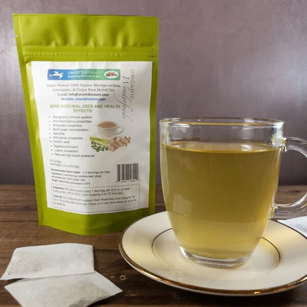 Moringa Oleifera, Lemongrass, & Ginger Root Herbal Tea 30 Bags