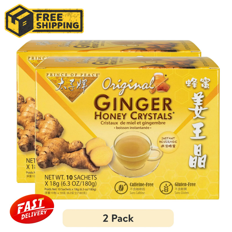 Prince of Peace Ginger Honey Crystals, Instant Beverage, Caffeine Free, 6.3 oz!