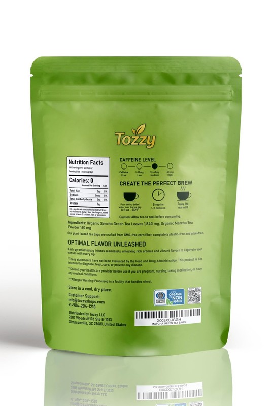 Organic Matcha Green Tea – 100 Count, Plant-Based Pyramid Tea Bags – Packagin... gallery