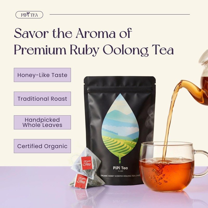PiPi Tea Organic Oolong Bags – Whole Leaf, 20 (4g Each) gallery