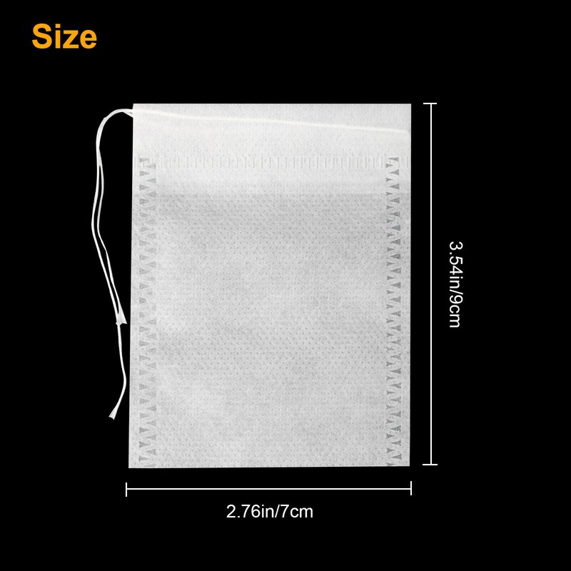 200Pcs Tea Bag Disposable Drawstring Flip Empty Teabags Herb Loose Tea Filter US gallery
