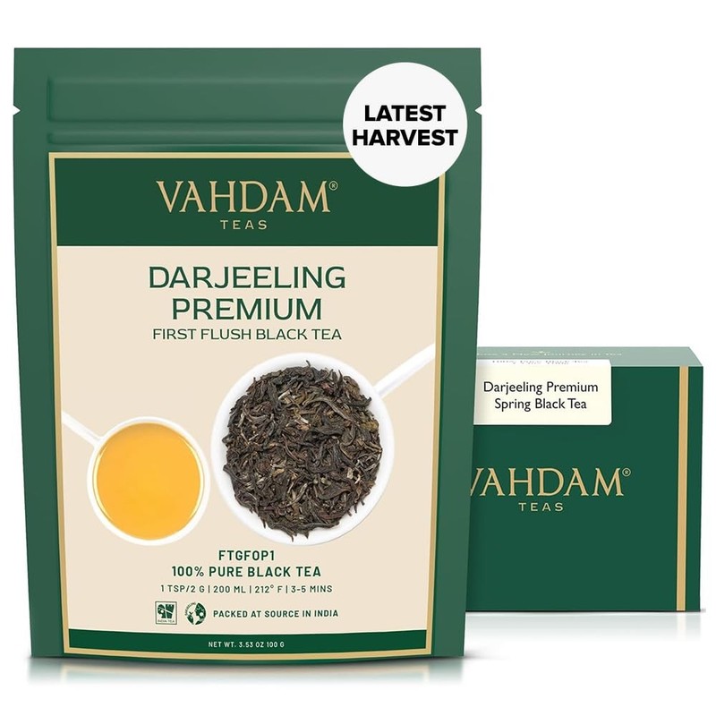 , First Flush Darjeeling Tea – 50 Cups (3.53oz) | Loose Leaf Black Tea – Flow…