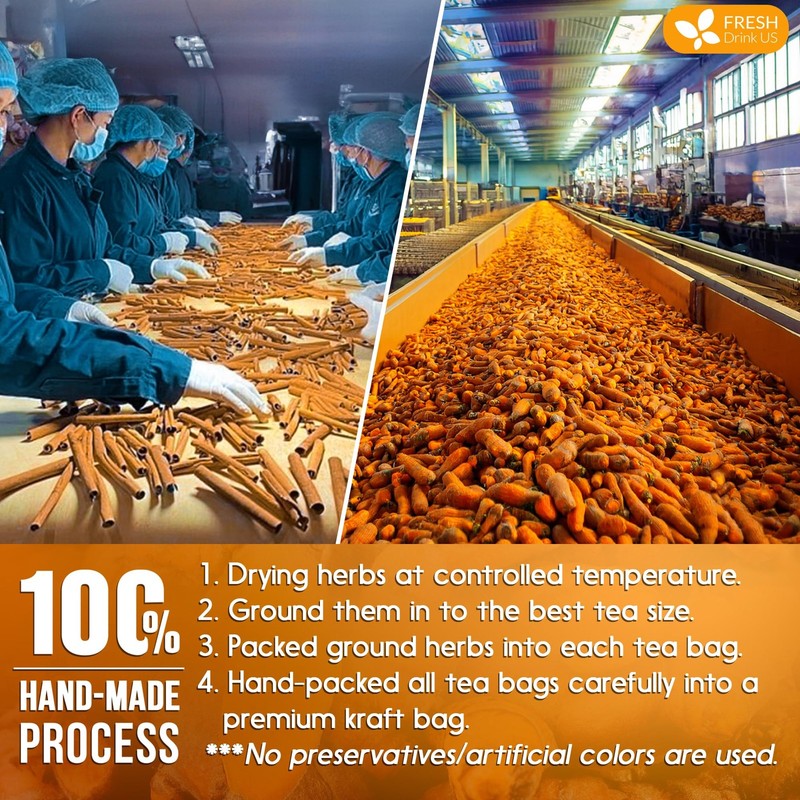 , Premium 75 Turmeric Cinnamon Tea Bags, 100% Natural, Blend of Turmeric, and... gallery