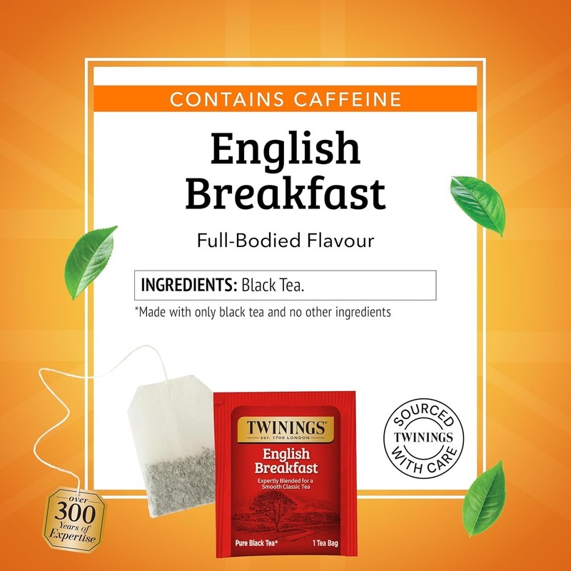 Caffeinated English Breakfast Tea - 100 Smooth Flavorful Bags for Hot or Iced gallery