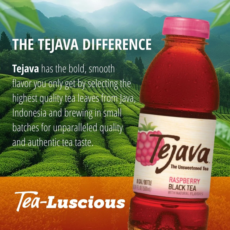 Tejava Unsweetened Raspberry Black Iced Tea, 16.9oz PET Bottles, Award Winnin... gallery