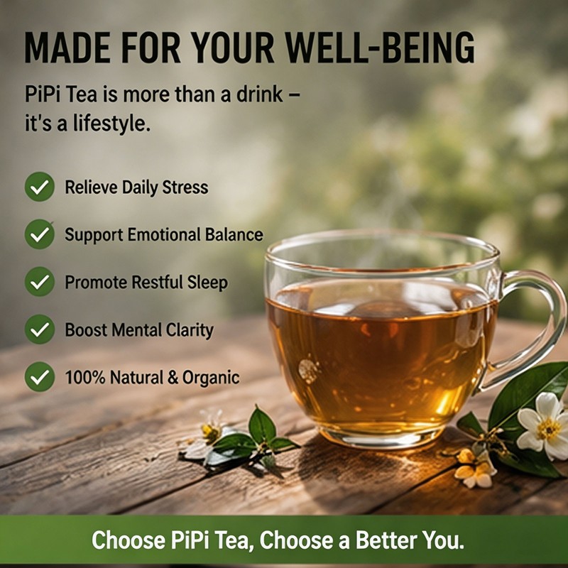 PiPi Tea Organic Oolong Tea Bags - Whole Leaf, 20 Bags (4g Each) - Cortisol &Ca1 gallery