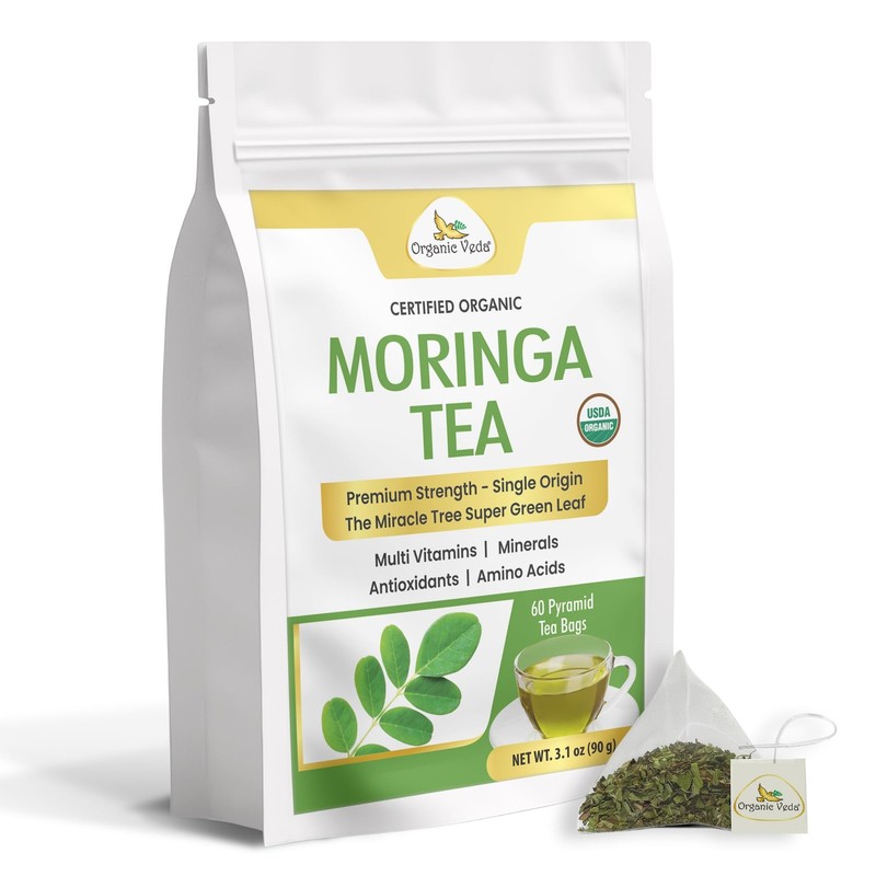 Moringa Tea 60 Pyramid Bags - True Green Single Origin USDA Organic Moringa L...