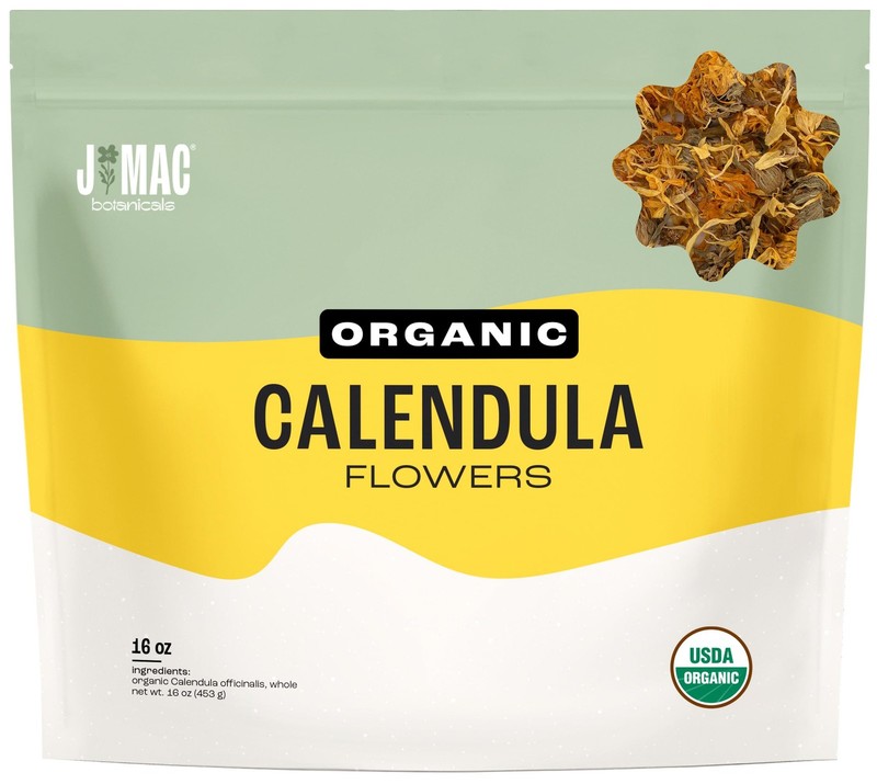 J Mac Botanicals, Organic Calendula Flower 16 ounce, whole dried flowers and ...