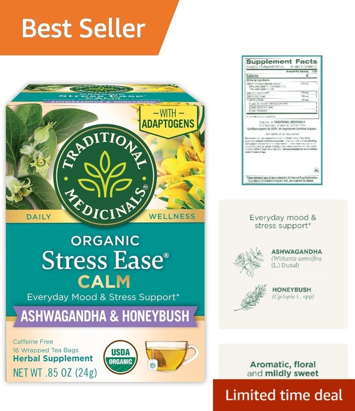 Stress Ease Calm Tea with Adaptogens: Ashwagandha & Honeybush – 16 Bags