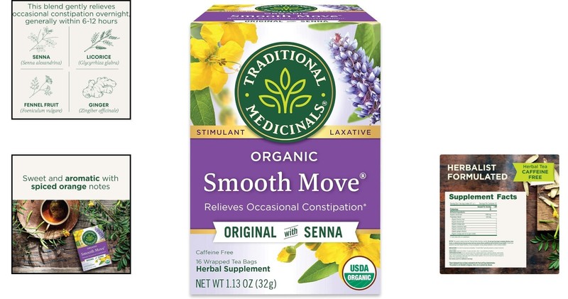 Organic Smooth Move Laxative Tea - 16 Caffeine-Free Tea Bags for Digestive Ease gallery