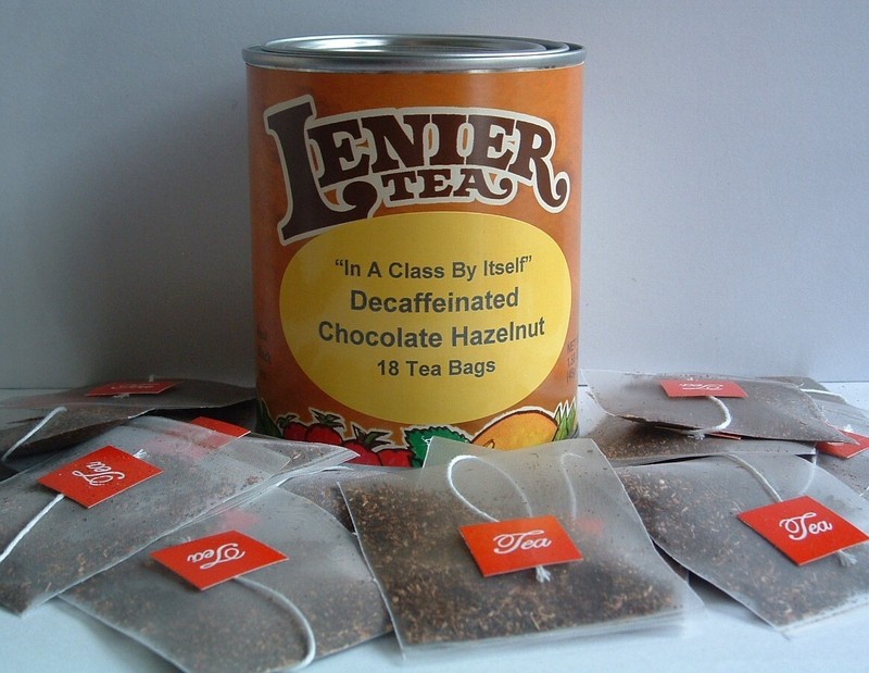 Lenier Decaf. Choc. Hazelnut Biodegradable Nylon Tea Bags 18 Count Reusable Tins