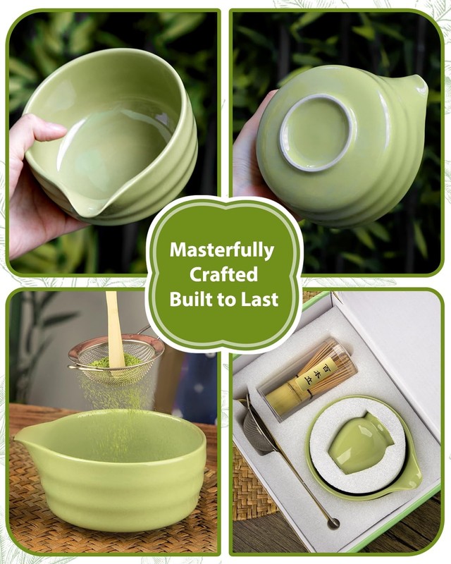 Matcha Whisk Set - 5PCS Includes 17OZ Chawan 17OZ, Jade Journey gallery