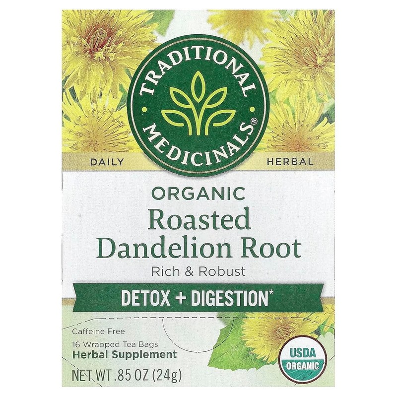 Organic Roasted Dandelion Root Tea for Detox & Digestion - 16 Kosher Teabags gallery