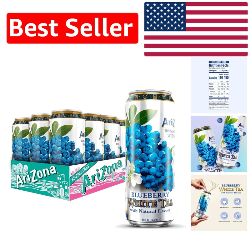 Enjoy Refreshing Blueberry White Tea – Big 22 Oz Can, 12 Pack for Ultimate Taste