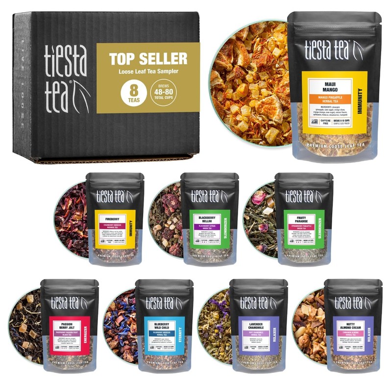 - Top 8 Favorites Sampler Set, Loose Leaf, Up to 80 Cups, High to No Caffeine...