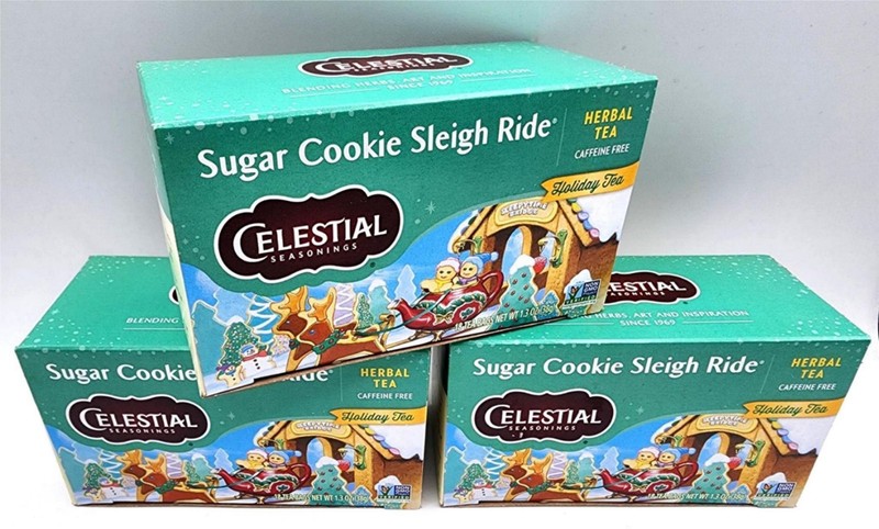 3 Boxes CELESTIAL SEASONINGS Herbal Tea SUGAR COOKIE SLEIGH RIDE BB Aug 2026 Lot