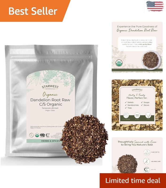 Caffeine Free Organic Dandelion Root Tea - 16 Ounce for Liver & Kidney Support