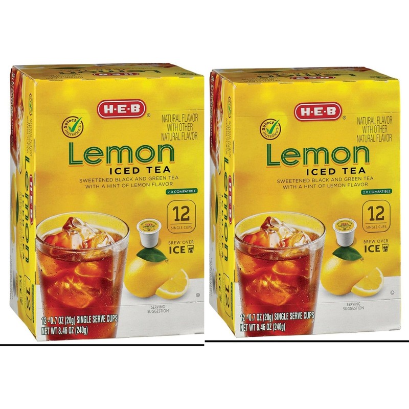 HEB Herbal Tea Refreshing LEMON Single Serve K Cup 12ct 2 Boxes =24ct