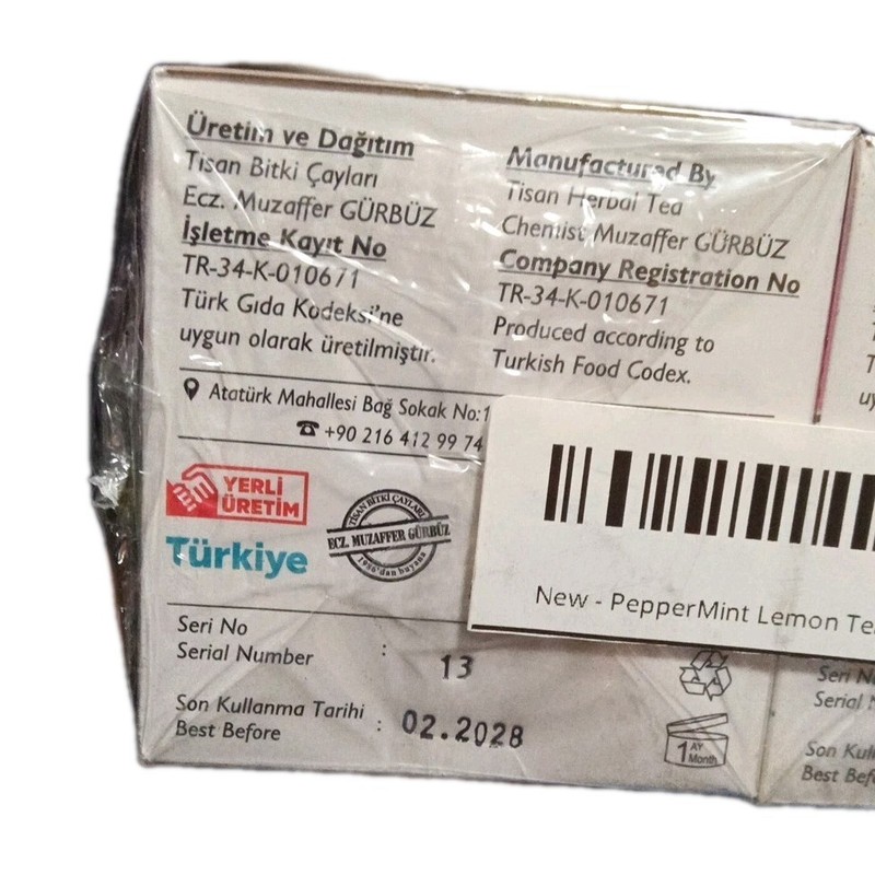 2 boxes Tisan Peppermint - Lemon Herbal Tea, total 40 tea bags, Exp 02/2028 gallery