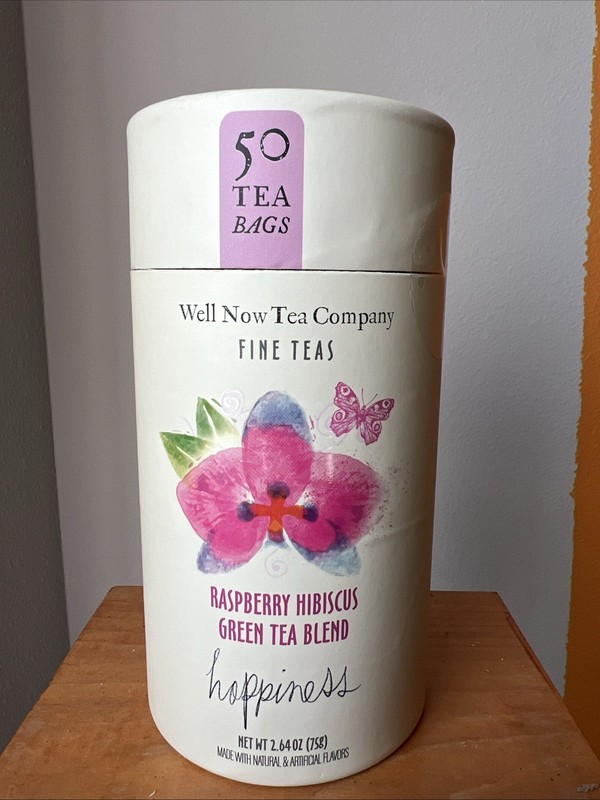 FINE TEAS RASPBERRY HIBISCUS GREEN TEA BLEND 50 Bags by WELL NOW 2.64OZ