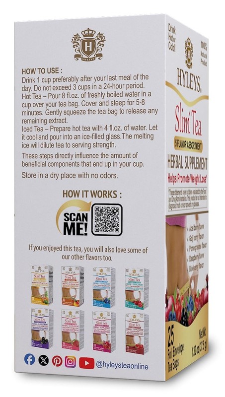 HYLEYS Slim Tea 5 Flavor Assortment - Weight Loss Herbal Supplement Cleanse and gallery