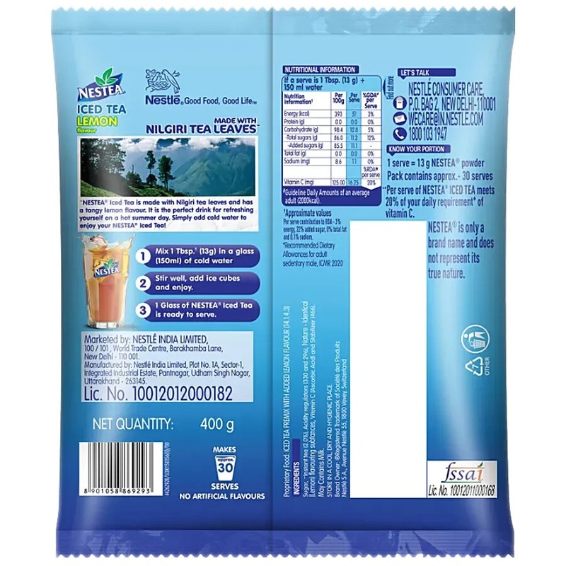 NESTEA Instant Iced Tea, Lemon Flavour - 400g Pouch - refreshing drink gallery