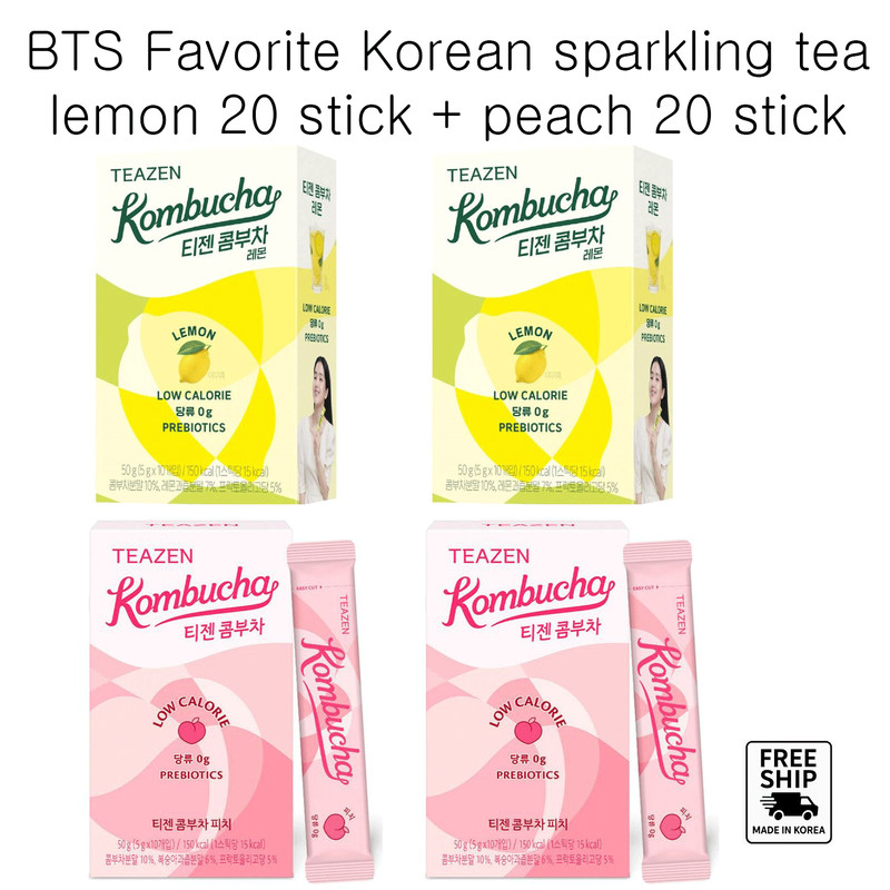 TEAZEN Kombucha 40 Sticks Set – Lemon & Peach | BTS Favorite