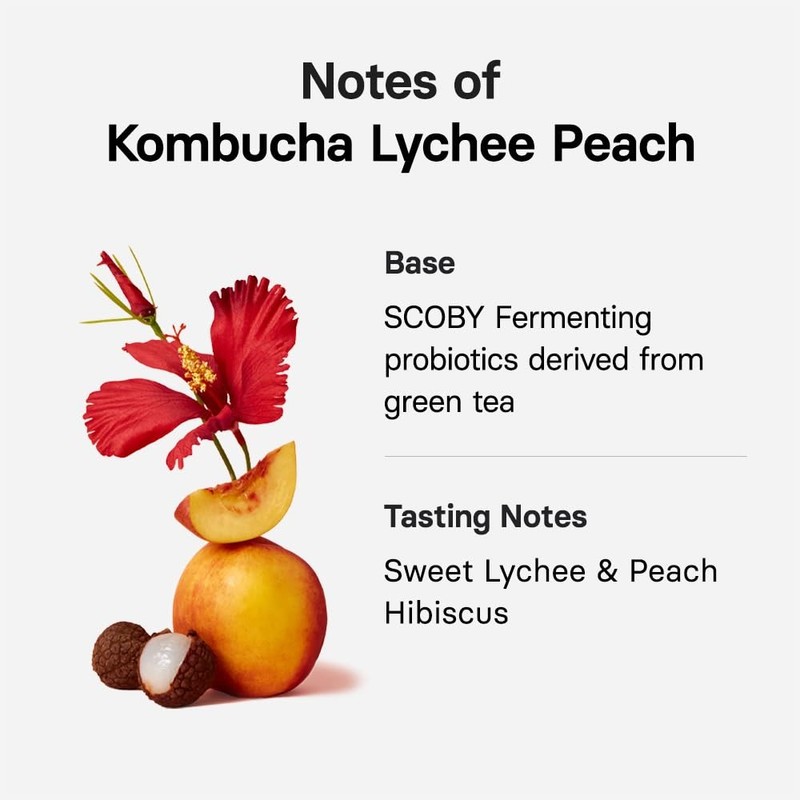 Kombucha Tea LycheePeach (Lychee & Peach Blending), Sparkling Powdered Mix Be... gallery