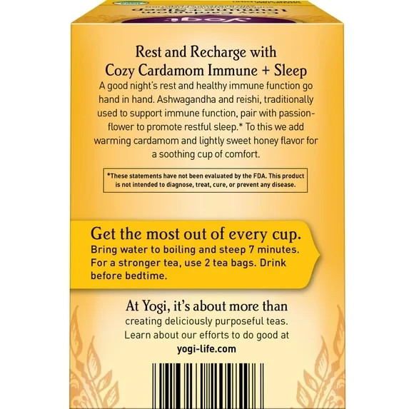 6- YOGI COZY CARDAMOM TEA 6 PACK 16 TEA BAGS EACH 11/2027 BRAND NEW gallery
