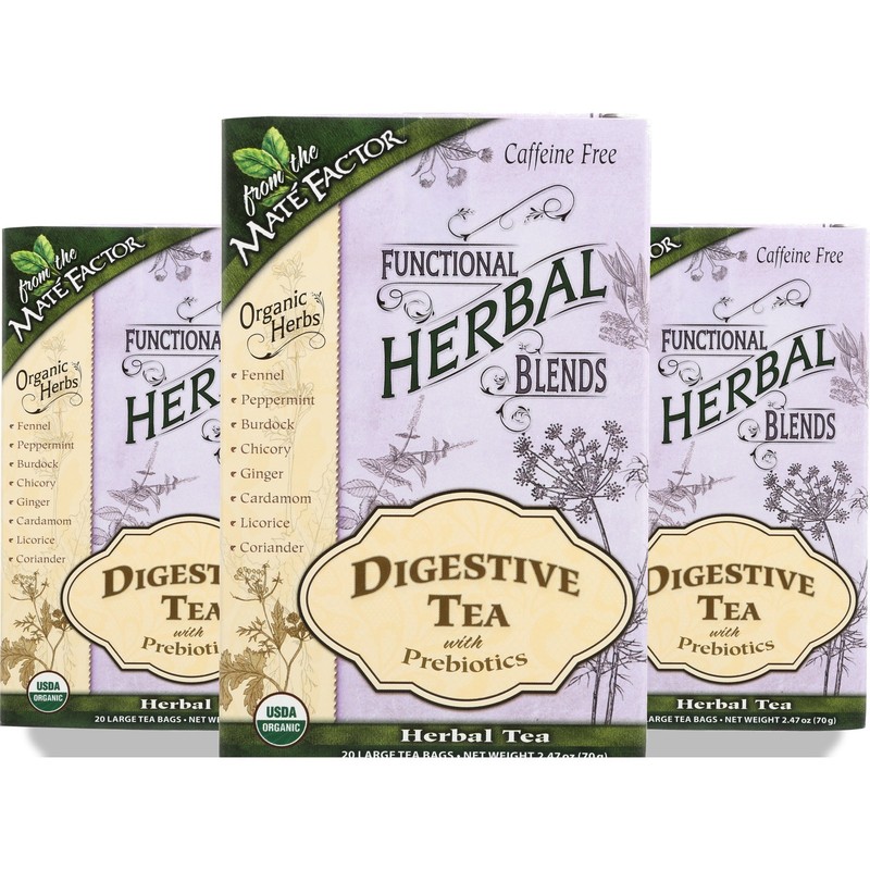 Mate Factor Digestive Tea Bags With Prebiotics 20 Count 3 Pack
