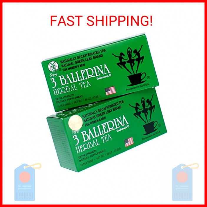 3 Ballerina Tea Extra Strength 18 Tea Bags, drink, 36 Count, (Pack of 2)
