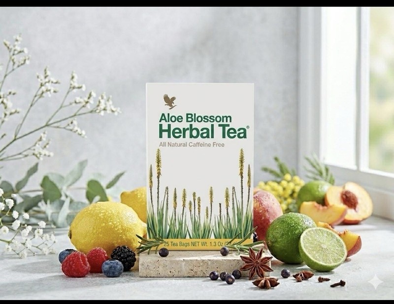 Aloe Blossom Herbal Tea Caffeine Free 25 Bagged Tea Bags 1.3 oz Pantry
