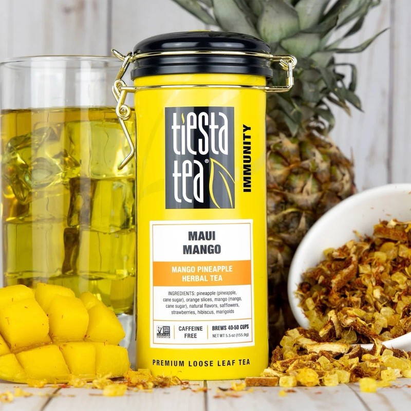 Tiesta Tea Maui Mango Herbal Tea Bundle, Two 1 lb. Bags & 5.5 oz Tin gallery