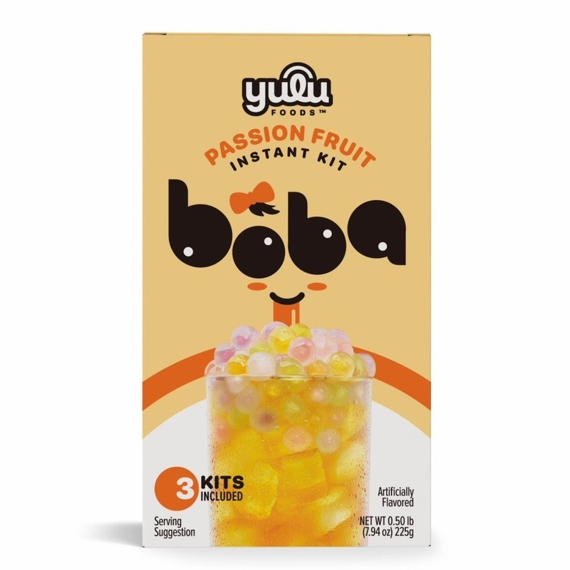 Instant Bubble Tea Kit Tapioca Pearls Passion Fruit Flavor Makes 3 Refreshing