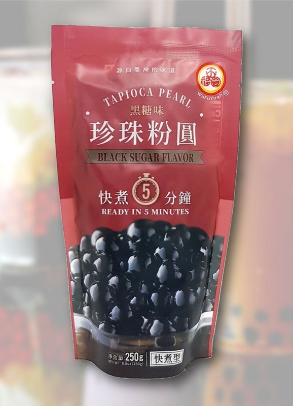 WuFuYuan Boba Black Tapioca Pearl Bubble Tea Quick Cook 8.8 Oz.