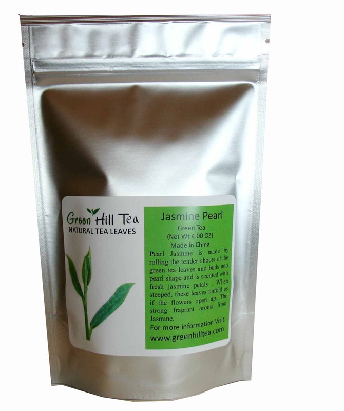 Greenhilltea Jasmine green tea Jasmine Pearl loose leaf tea 4.00 OZ