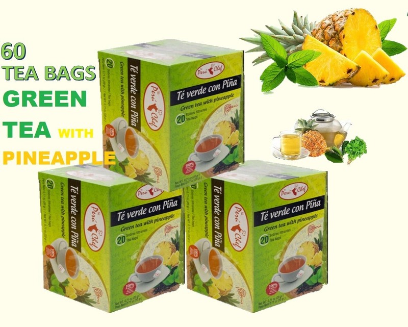 Green tea with Pineapple Flavor 20 count 3 Pack total 60 bags detox te 4 U