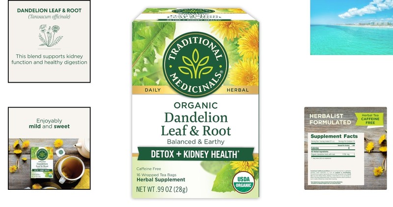 Organic Dandelion Root Tea - Detox & Digestion Support - 16 Caffeine-Free Bags gallery