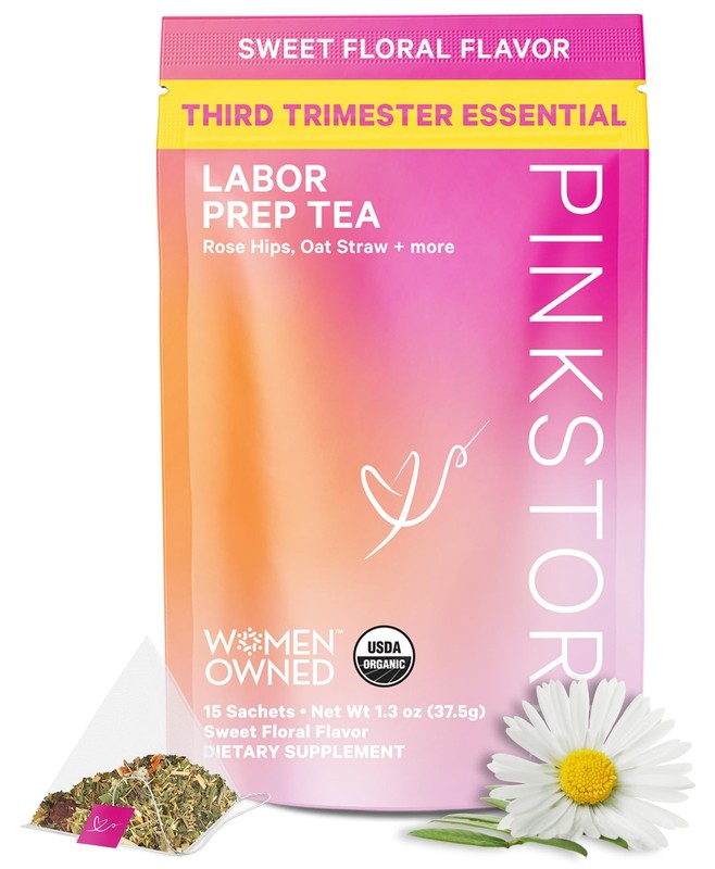 Labor Prep Tea, Organic Red Raspberry Leaf with Chamomile and Rosehip, Caffei…