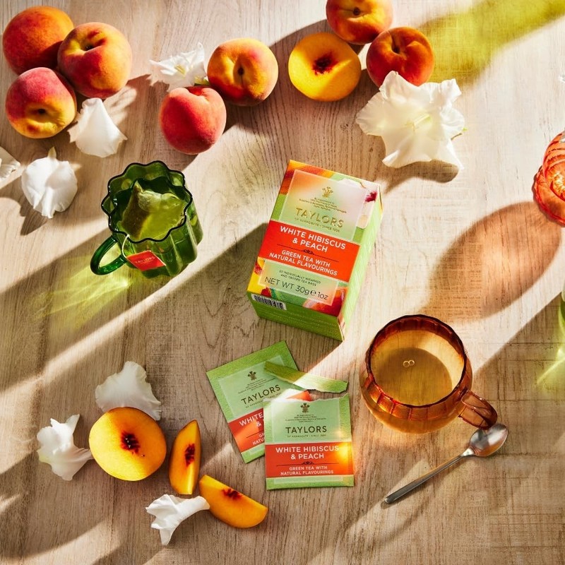 Refreshing White Hibiscus & Peach Green Tea Bags - Enjoy Hot or Iced, 20 Count gallery