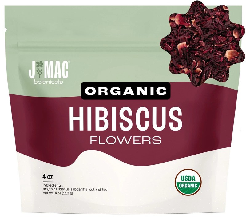 J Mac Botanicals, Organic Hibiscus Flower 4 ounce, Hibiscus tea, cut sifted …