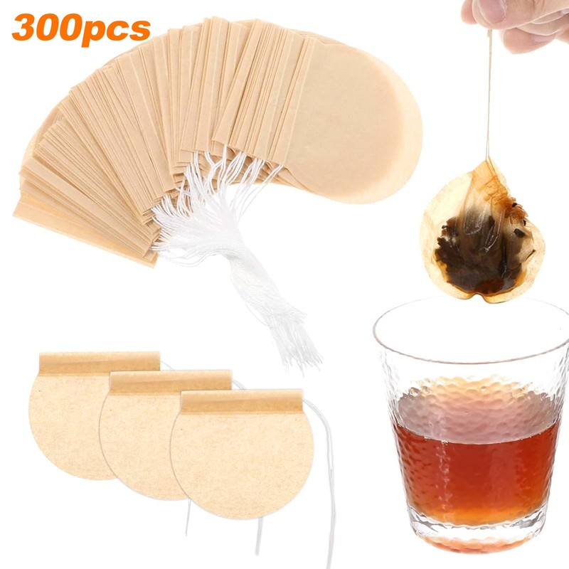 300PCS Tea Filter Bags Disposable Empty Teabag Drawstring Infuser for Loose Leaf