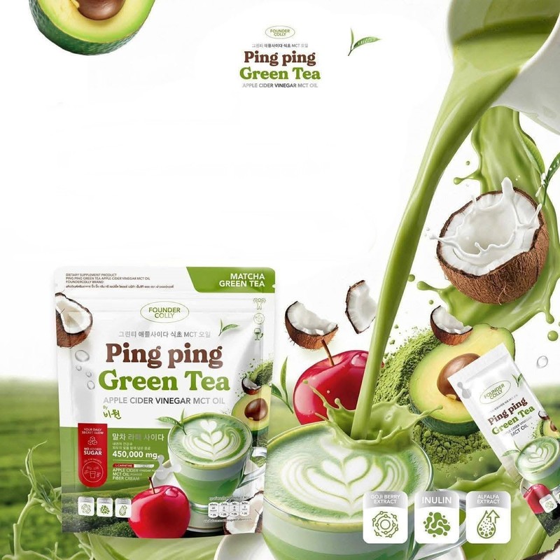 3 X Ping Ping Green Tea Matcha Instant Powder Drink 30 Sachets gallery