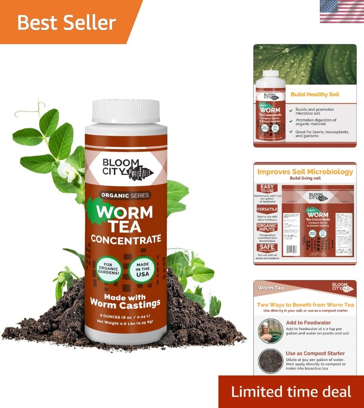 Natural 8 oz Worm Tea Concentrate & Compost Booster for Vibrant Plant Growth