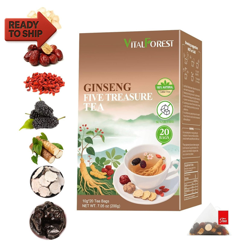 Kidney Tea Formula Ginseng Six Treasure Tea – 10G X 20 Bags Ginseng & Mulberry