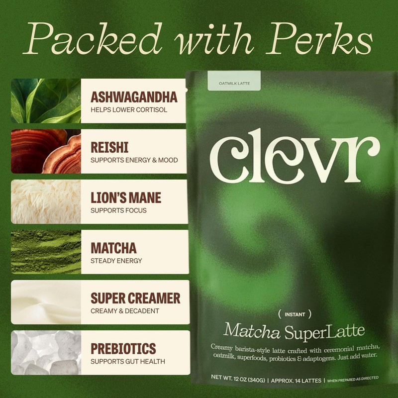 Matcha Superlatte, Instant Ceremonial Grade, Superfood Powder Blend with Lion... gallery