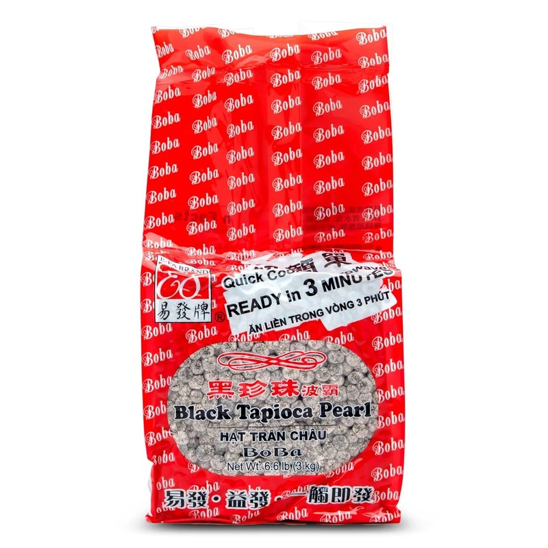 E-FA BRAND Black Tapioca Pearls (Boba), Quick Cook Tapioca Pearls for Bubble Tea